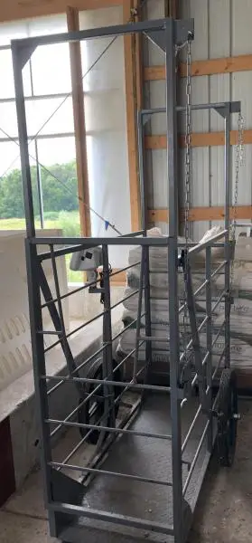 Mobile scale used to weigh calves at birth through weaning
